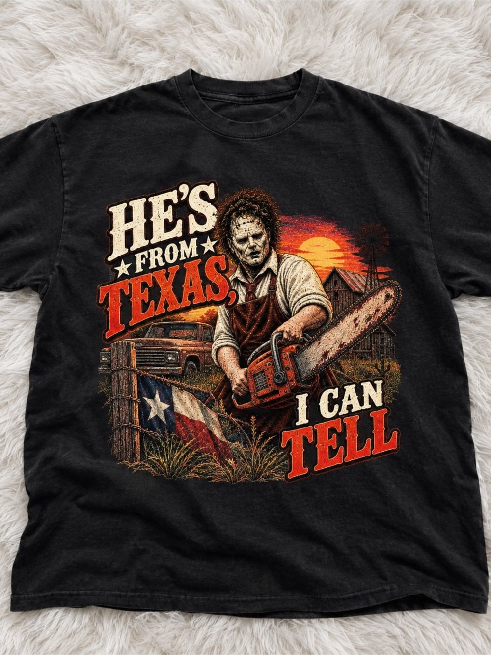 Texas Chainsaw Gildan Black Short Sleeve Tee with Vintage Graphic